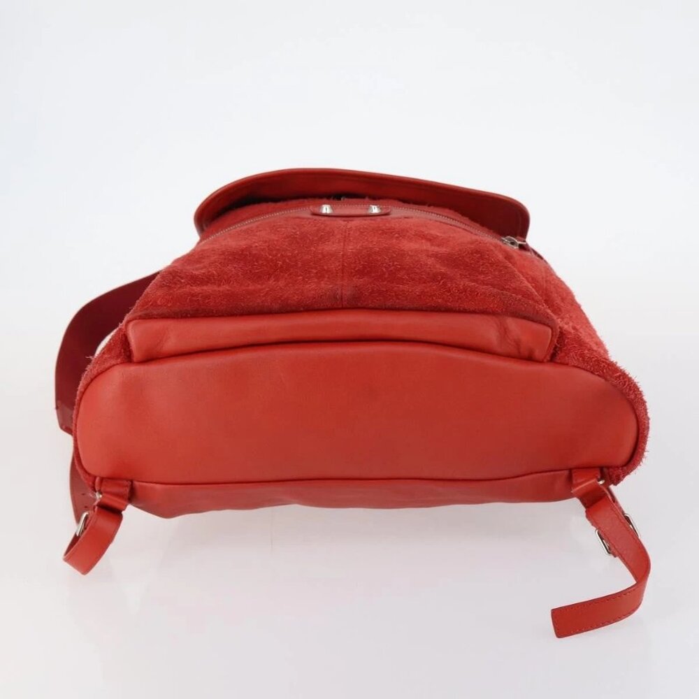 BALENCIAGA Backpack Suede Red Silver Auth bs29626 - Picture 7 of 16